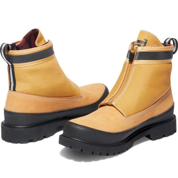Timberland Heritage Front Zip Boots Leather Wheat Nubuck Booties Size 8 NEW - Picture 1 of 9
